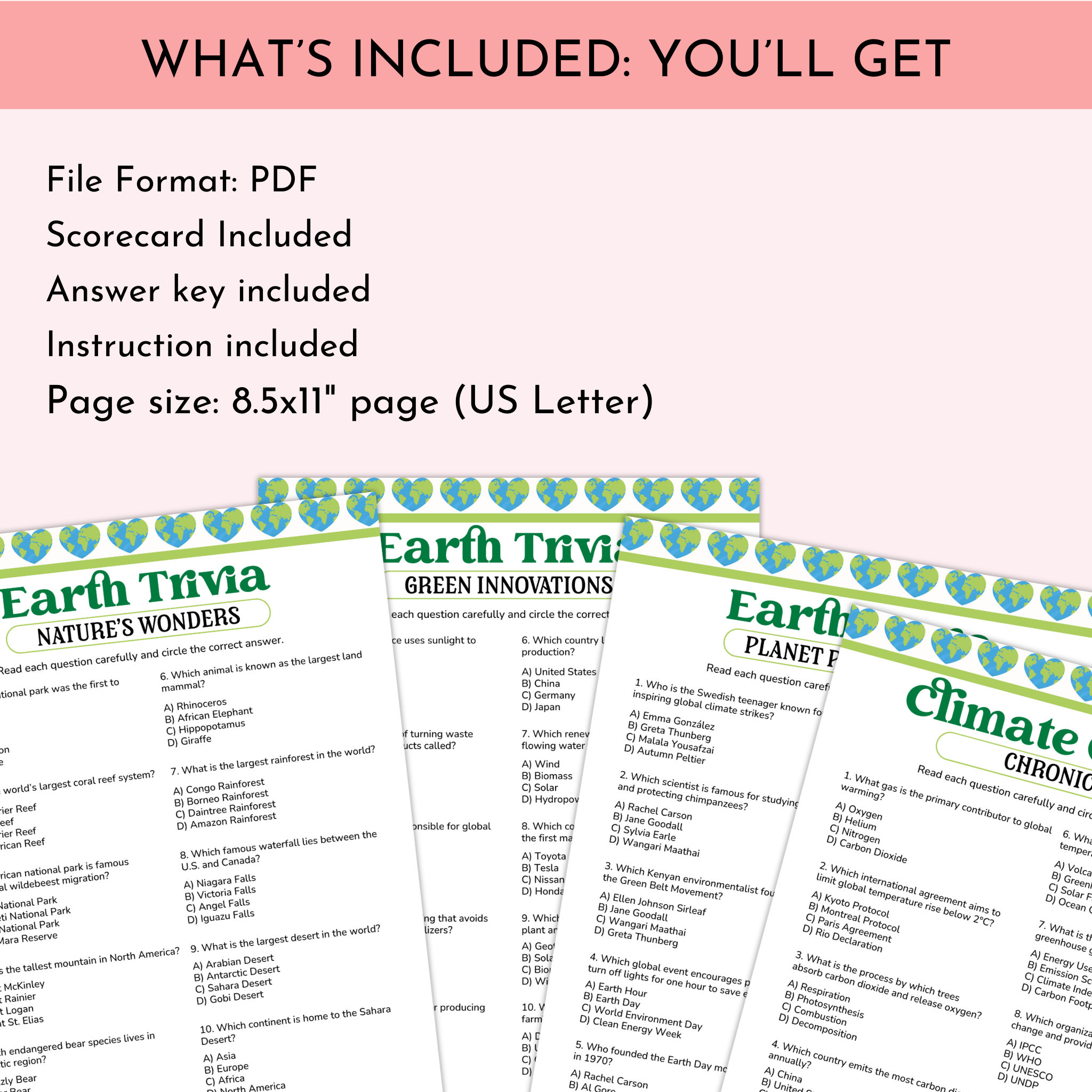 Earth Day Trivia Game Bundle