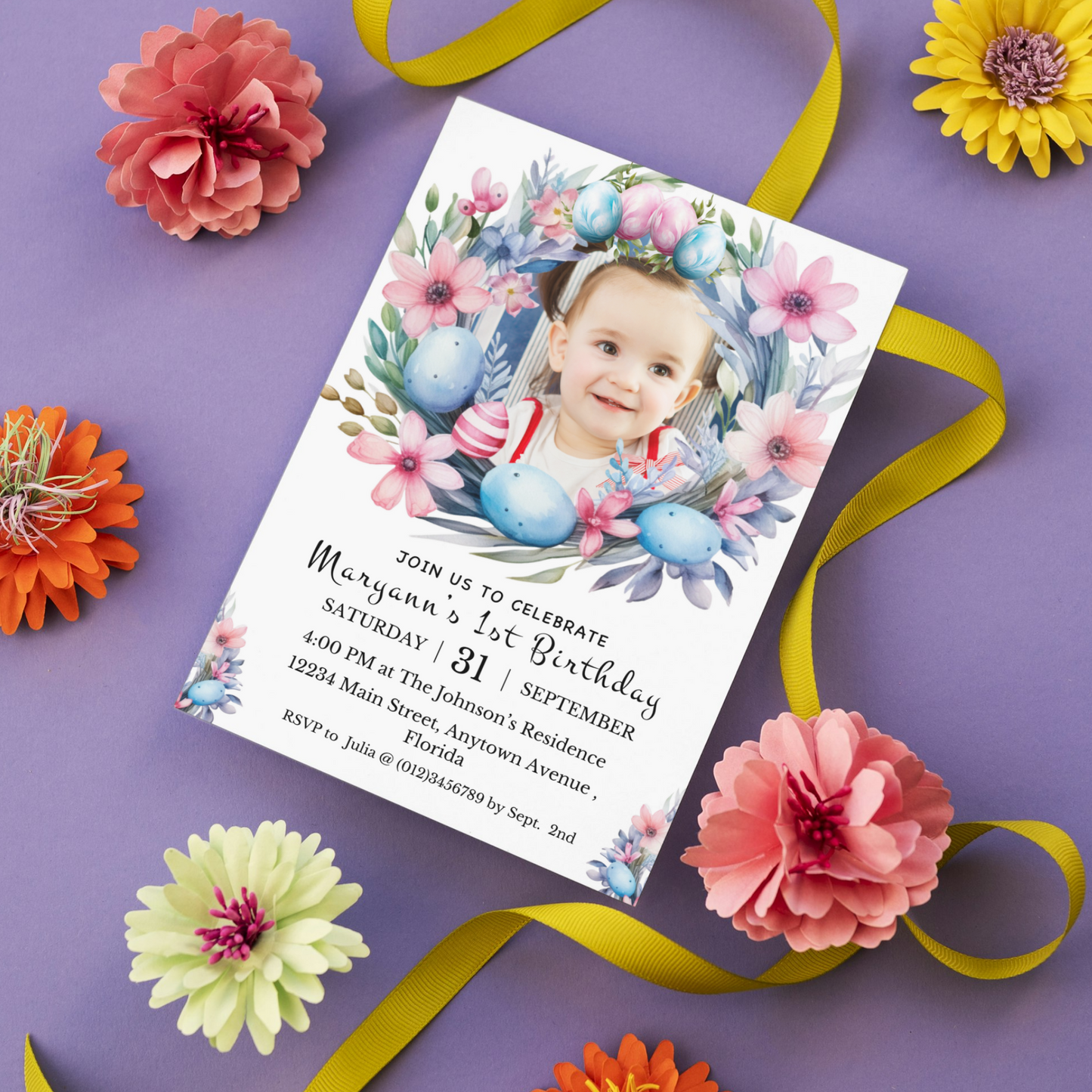 Easter Birthday Invite with Photo