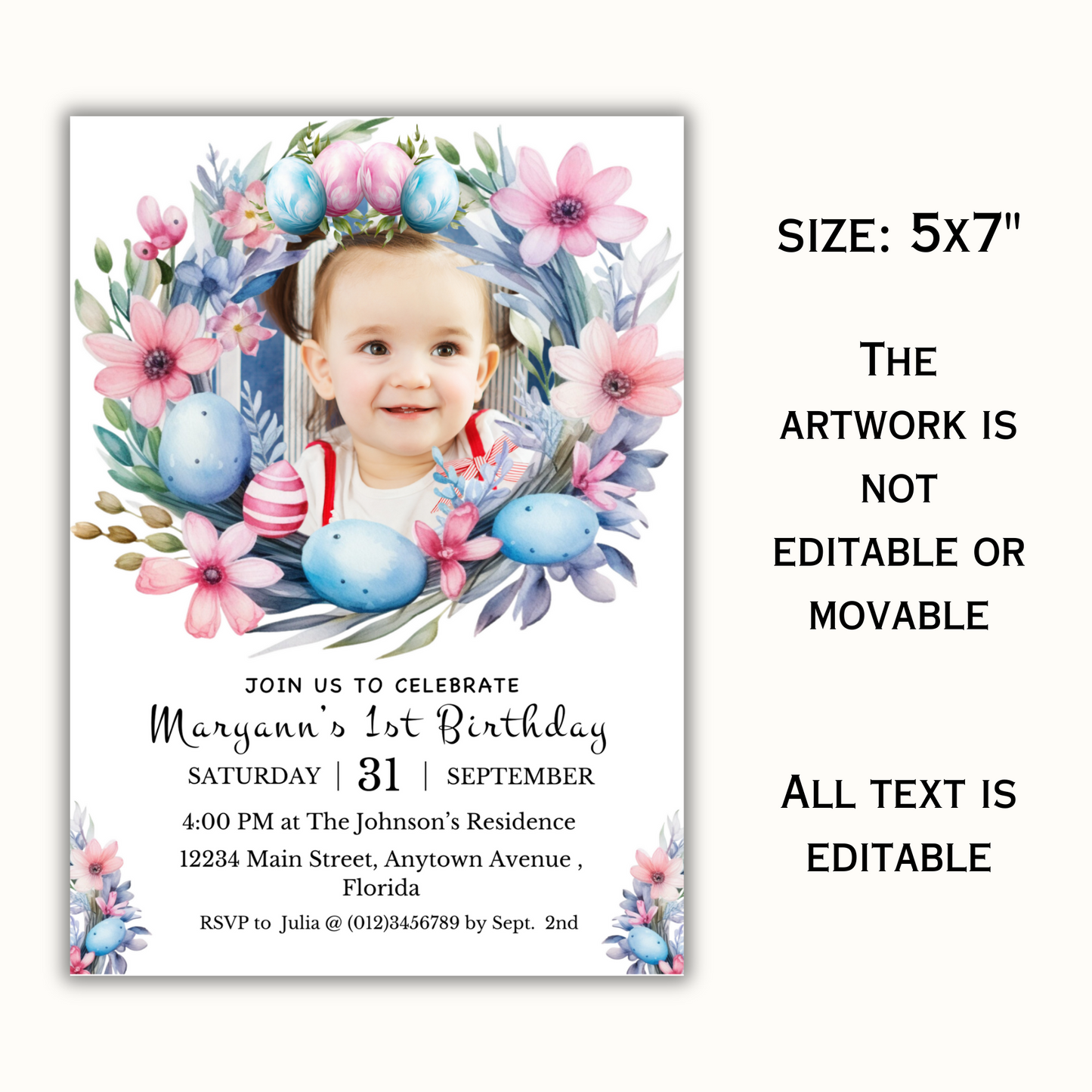 Easter Birthday Invite with Photo