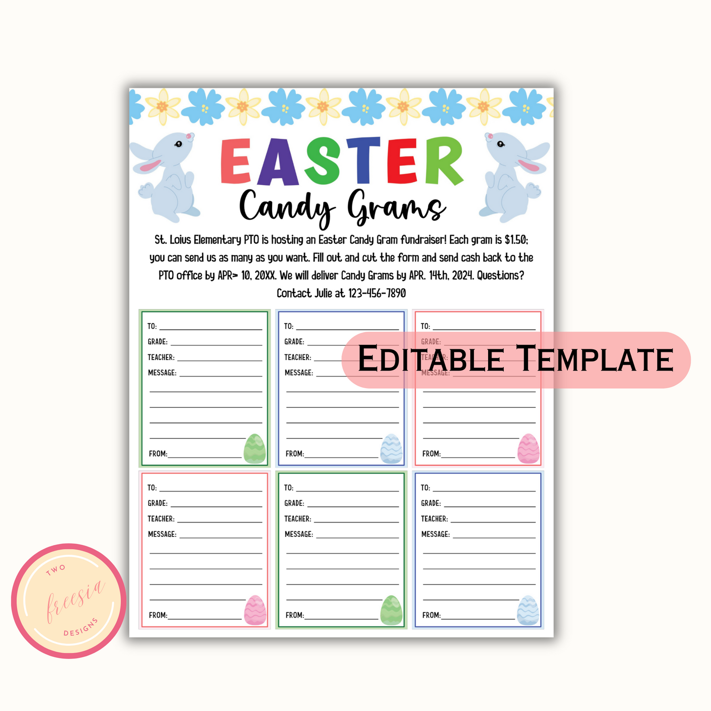 Editable Easter Candy Gram - School Pto Pta