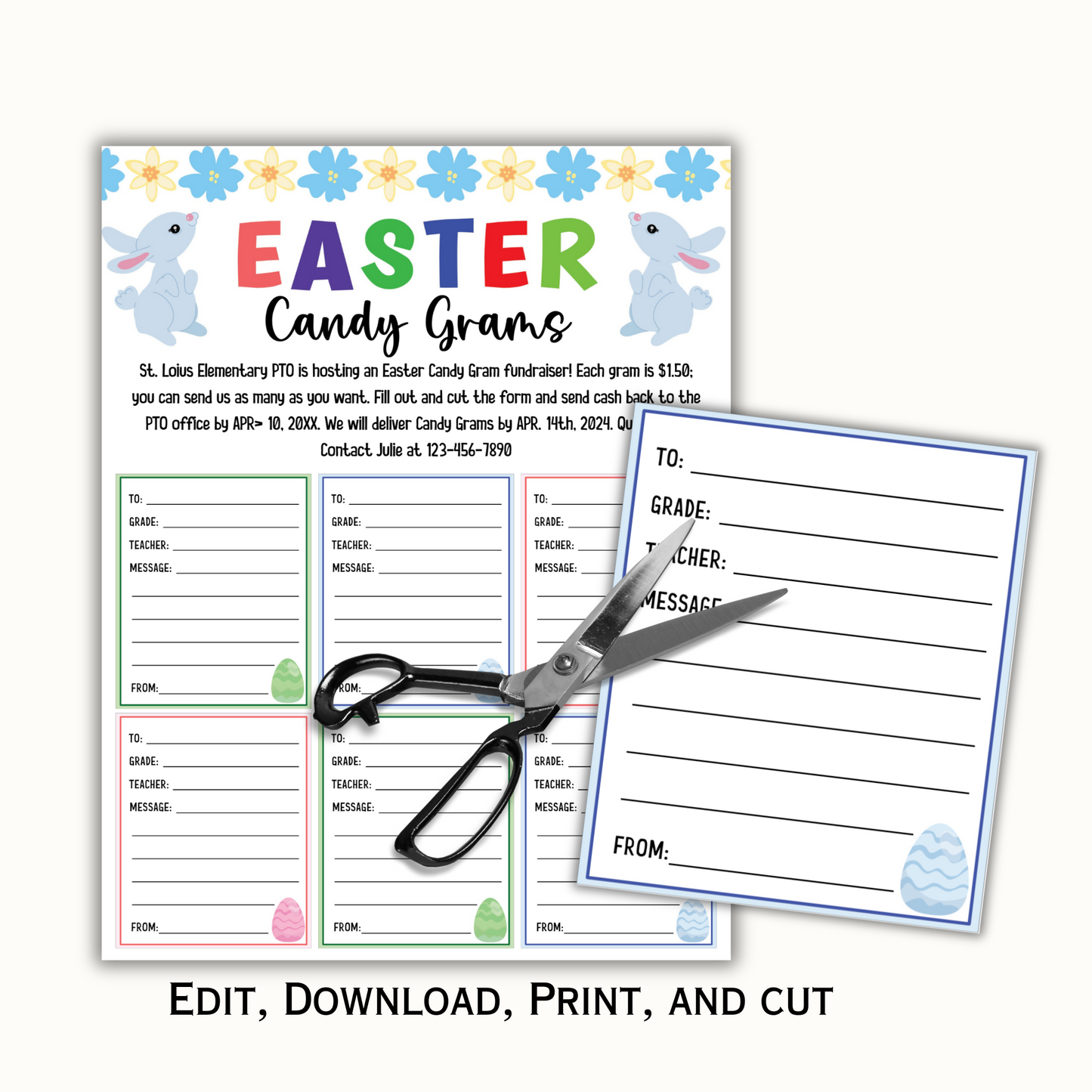 Editable Easter Candy Gram - School Pto Pta