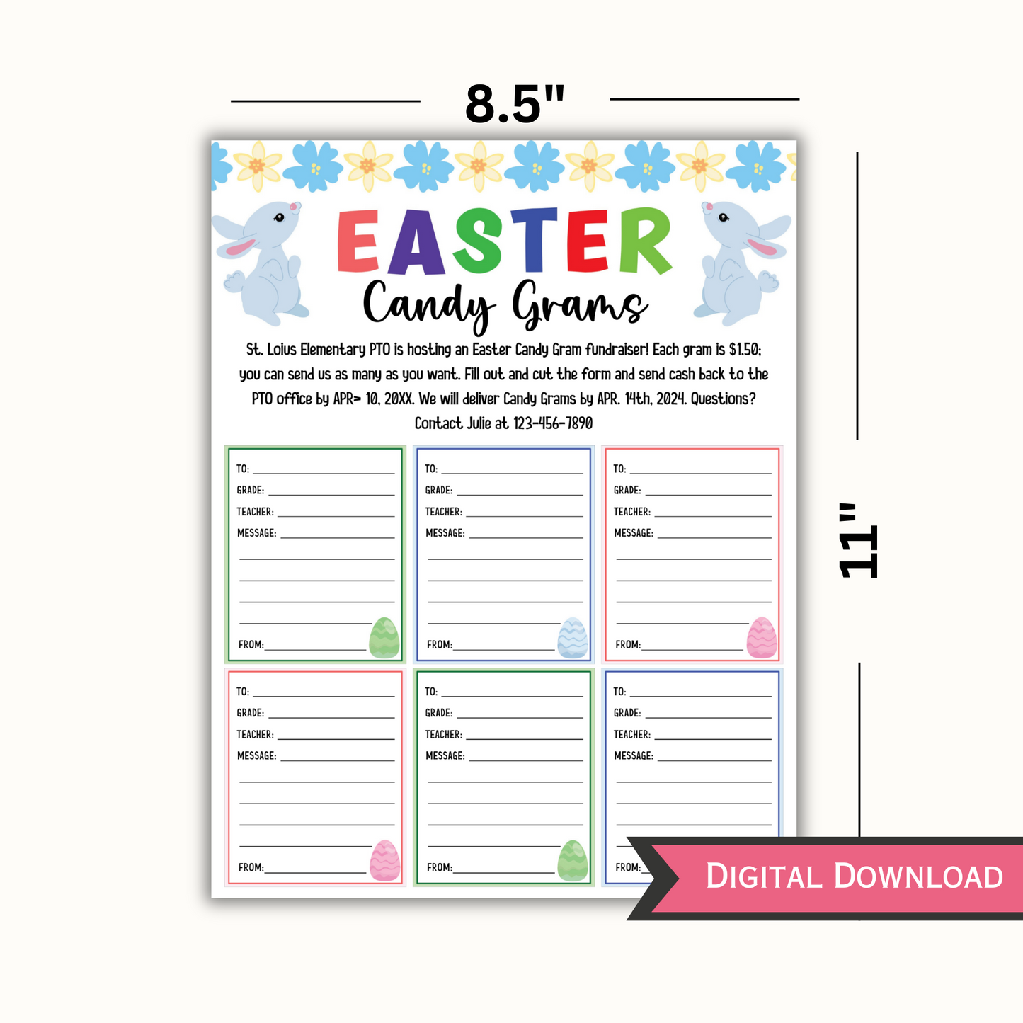 Editable Easter Candy Gram - School Pto Pta