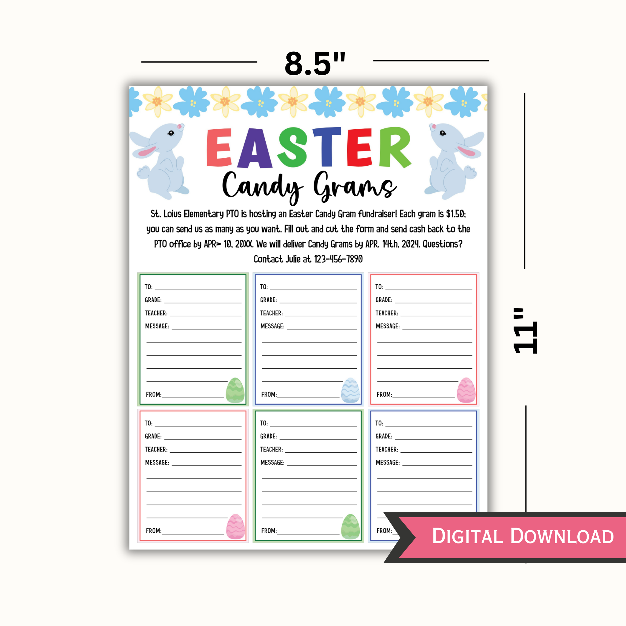 Editable Easter Candy Gram - School Pto Pta
