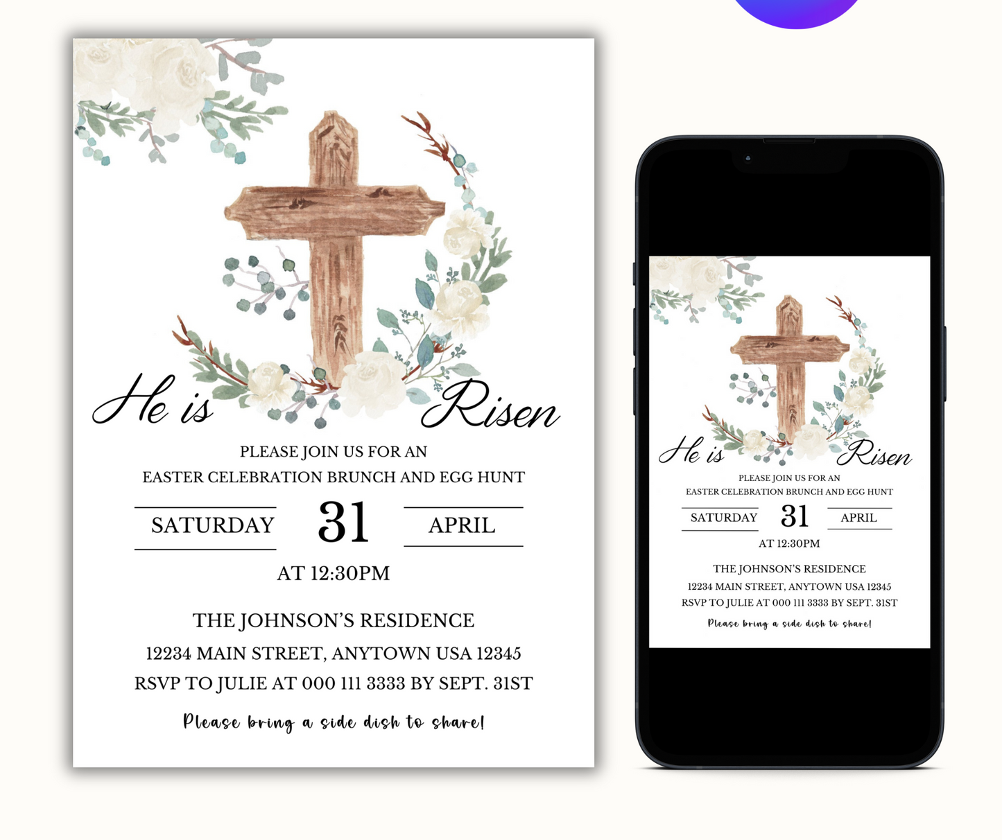 He is Risen Invitation Template