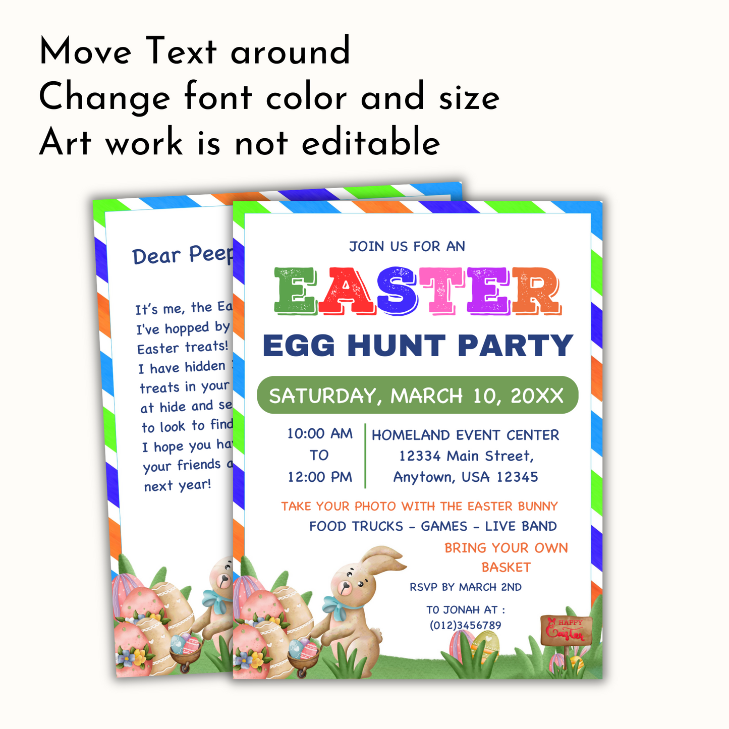 Easter Egg Hunt Party Flyer - Editable Template