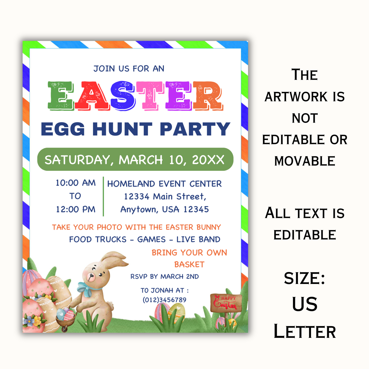 Easter Egg Hunt Party Flyer - Editable Template