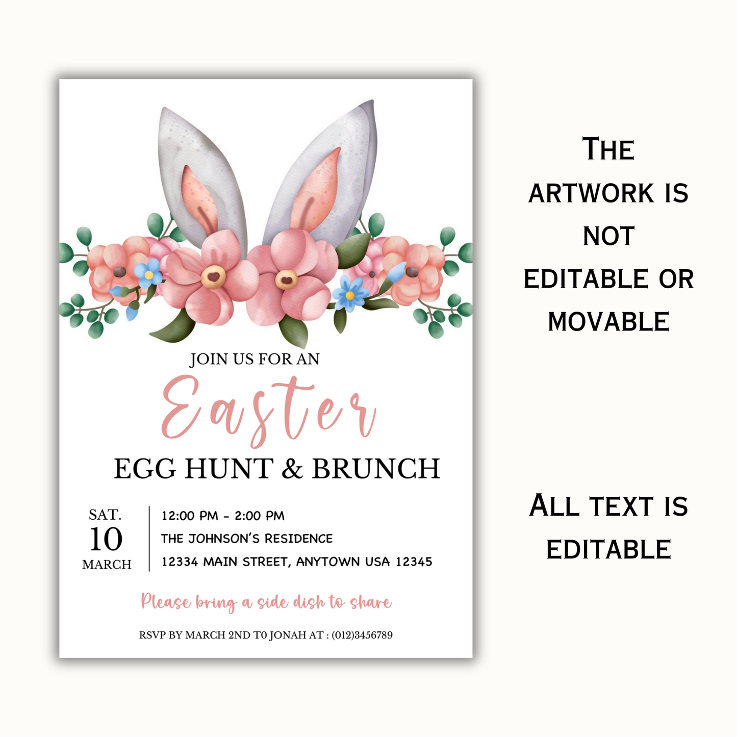 Easter egg Hunt & Brunch Invitation Template