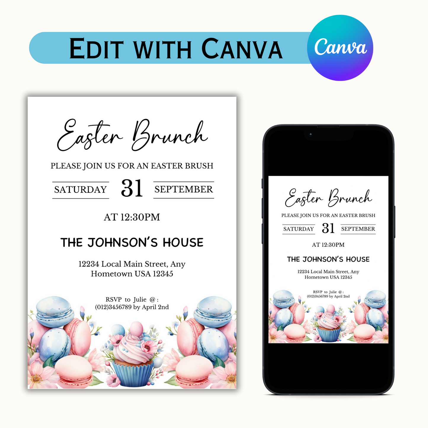 Easter Brunch Invitation - Editable Template