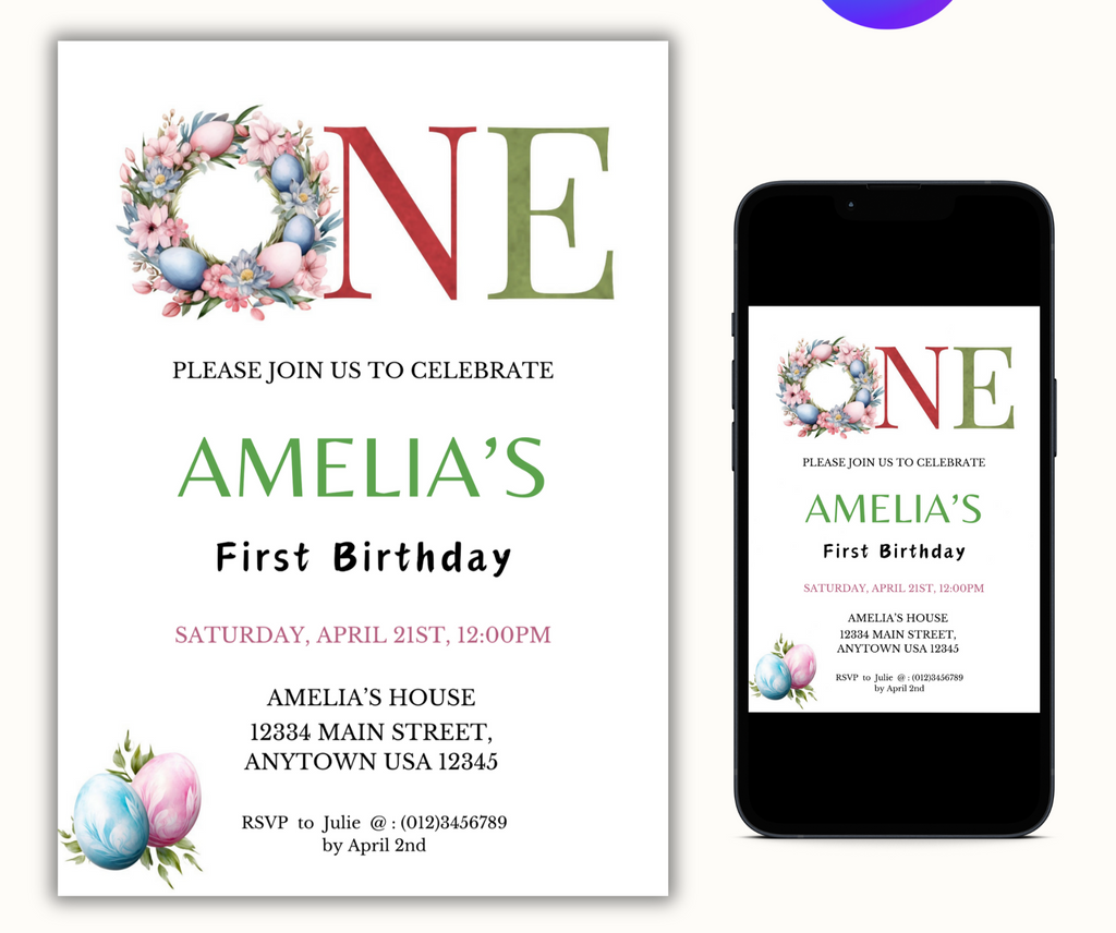 Easter 1st Birthday Template