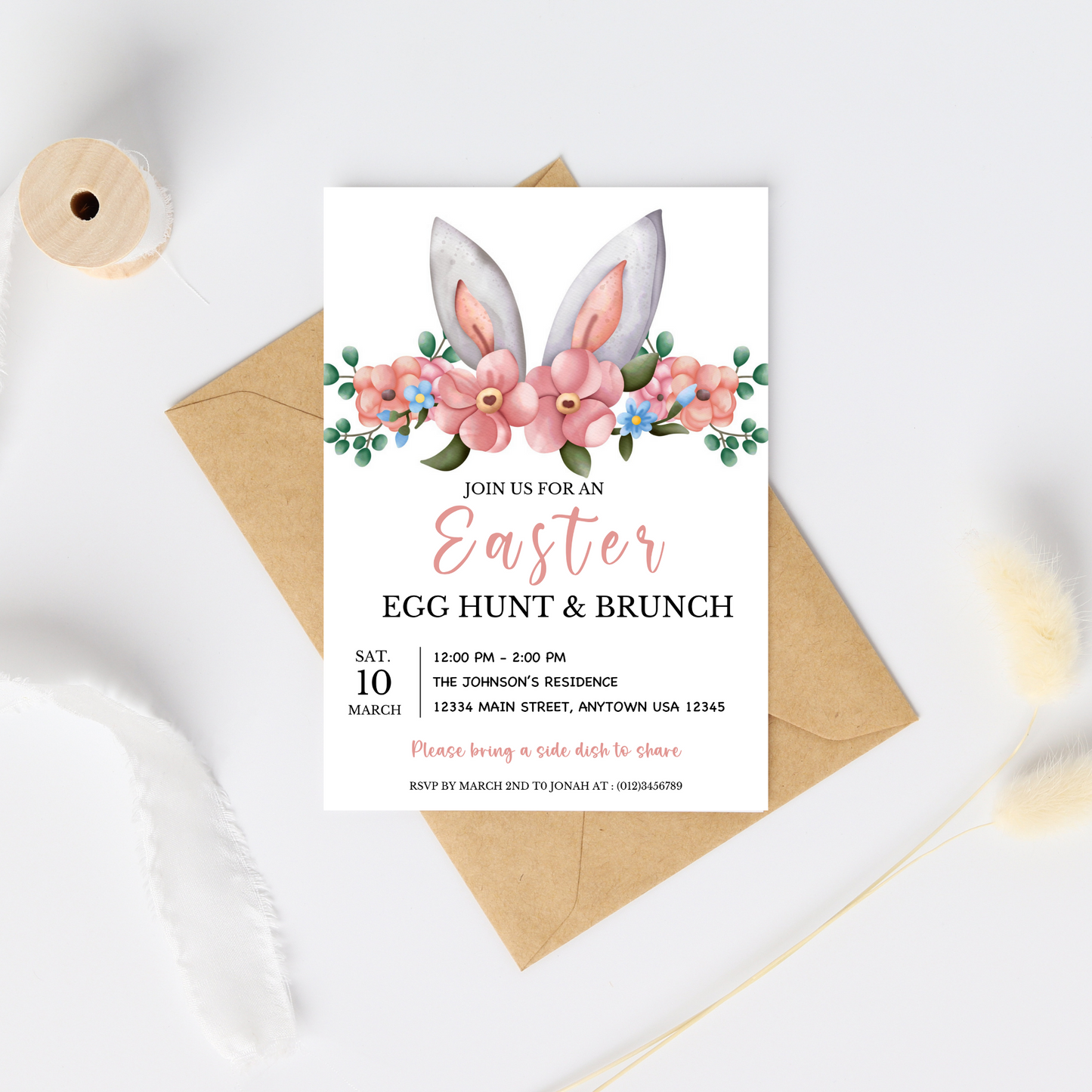 Easter egg Hunt & Brunch Invitation Template