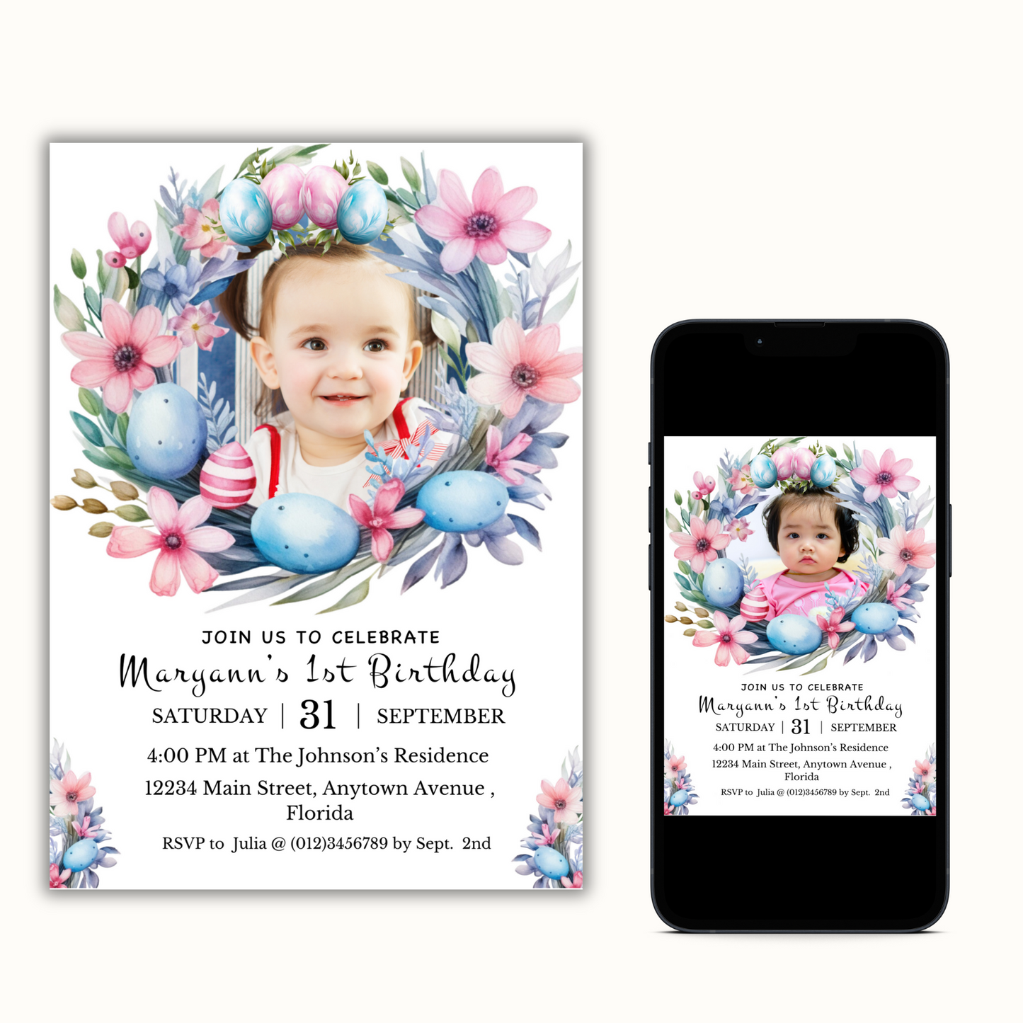 Easter Birthday Invite with Photo