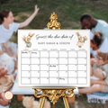 Twin Bunny Rabbits Baby Shower Due Date Calendar