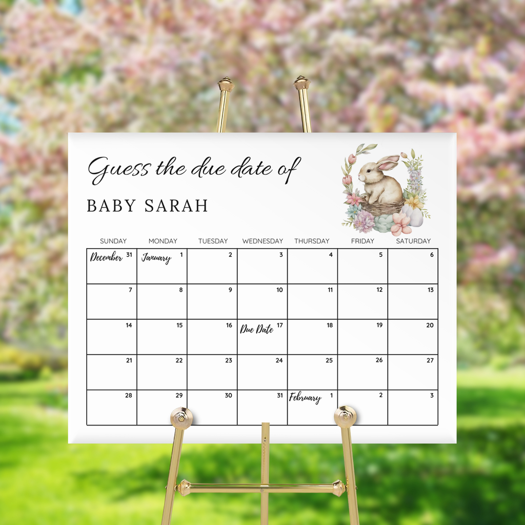 Some Bunny Baby Shower Due Date Calendar