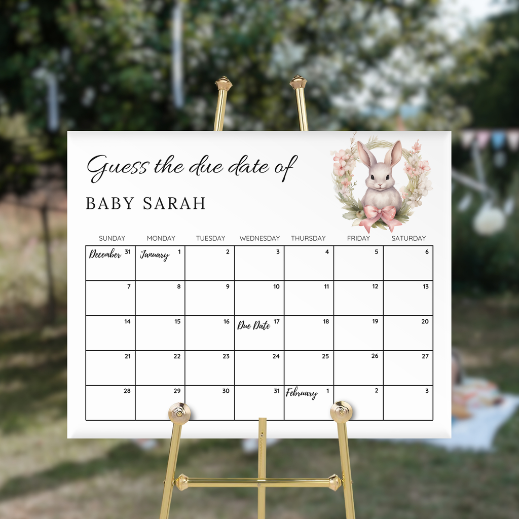 Some Bunny Baby Shower Due Date Calendar