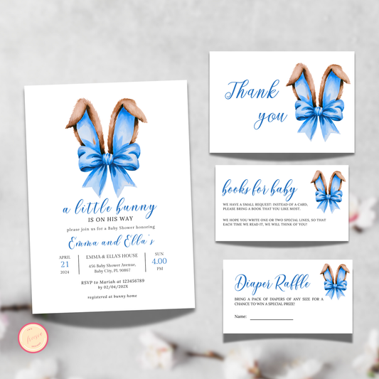 A Little Bunny is on His Way Baby Shower Invitation Set