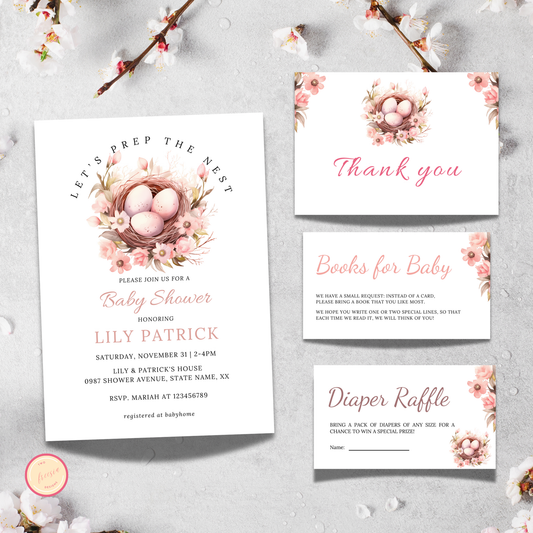 Let's Prep the Nest Baby Shower Invitation Bundle