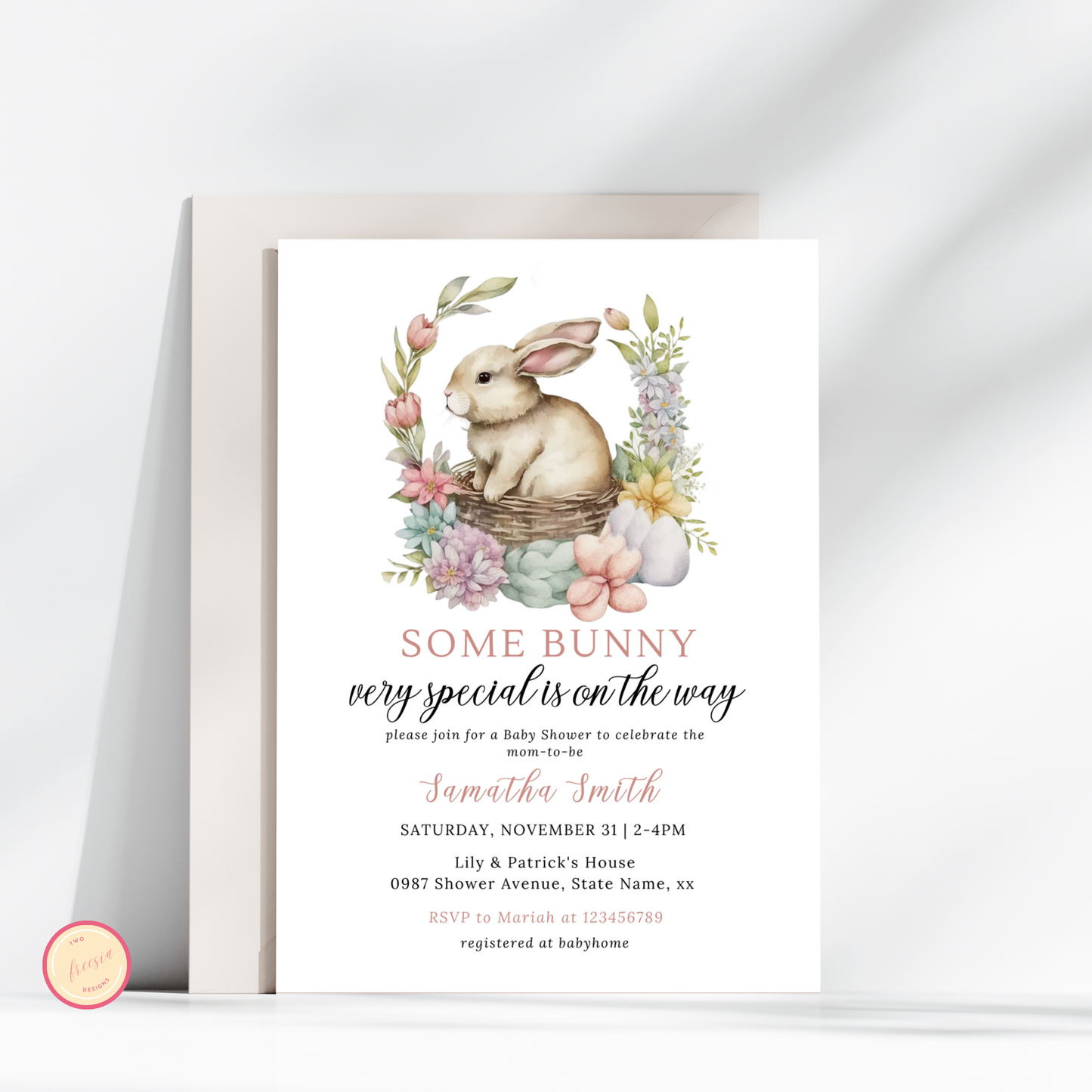 Some Bunny Is On The Way Baby Shower Invitation