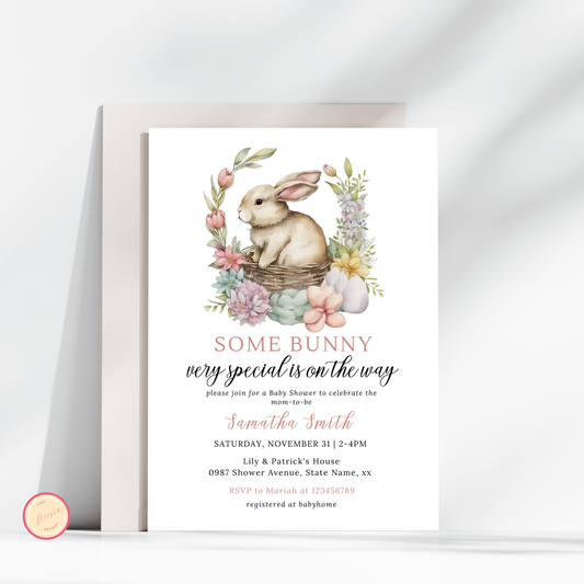 Some Bunny Is On The Way Baby Shower Invitation