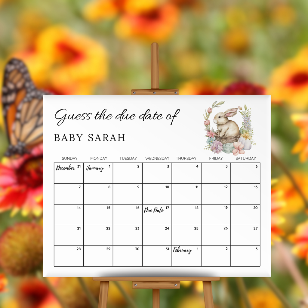 Some Bunny Baby Shower Due Date Calendar