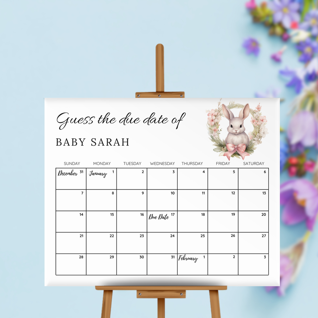 Some Bunny Baby Shower Due Date Calendar