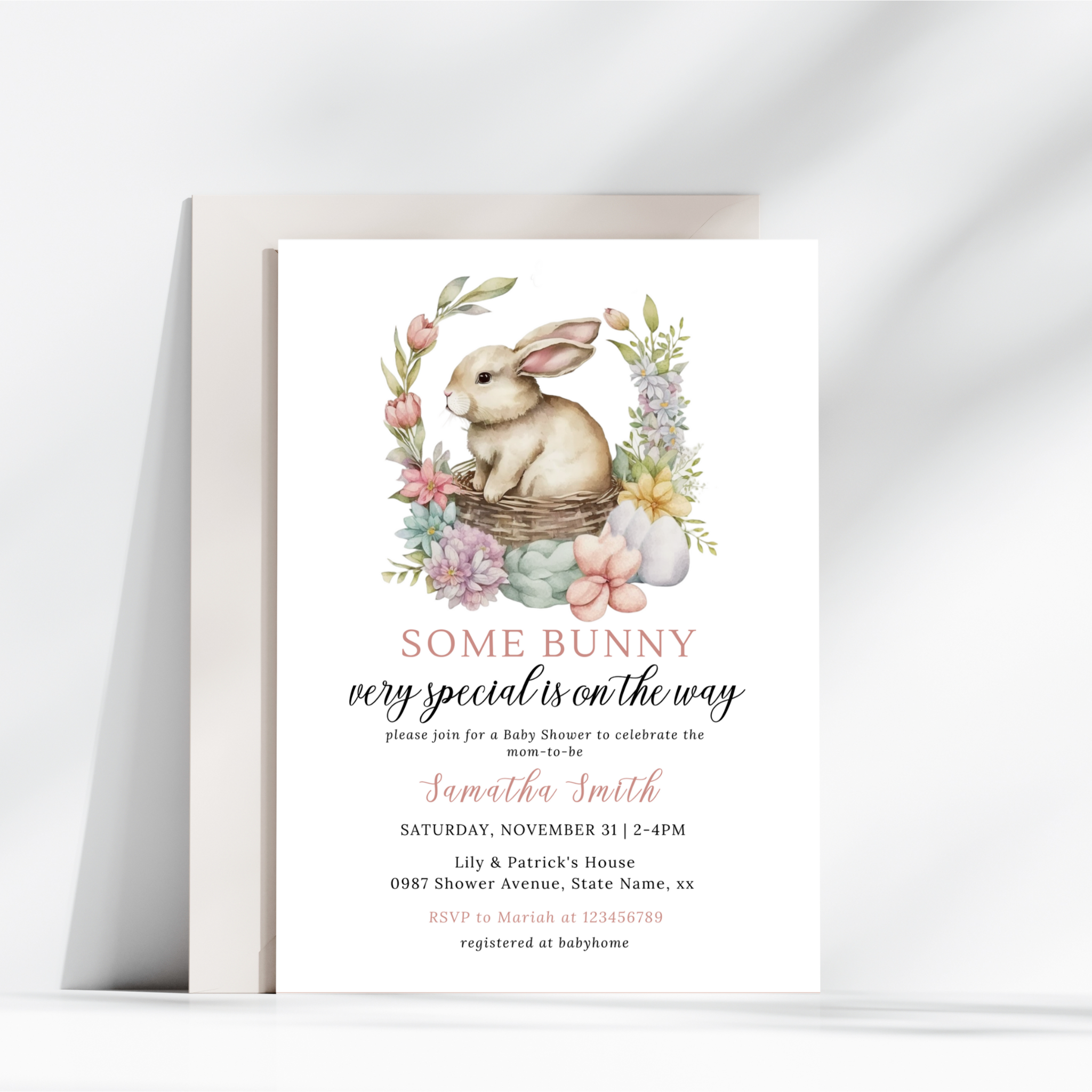 Some Bunny Is On The Way Baby Shower Invitation Bundle