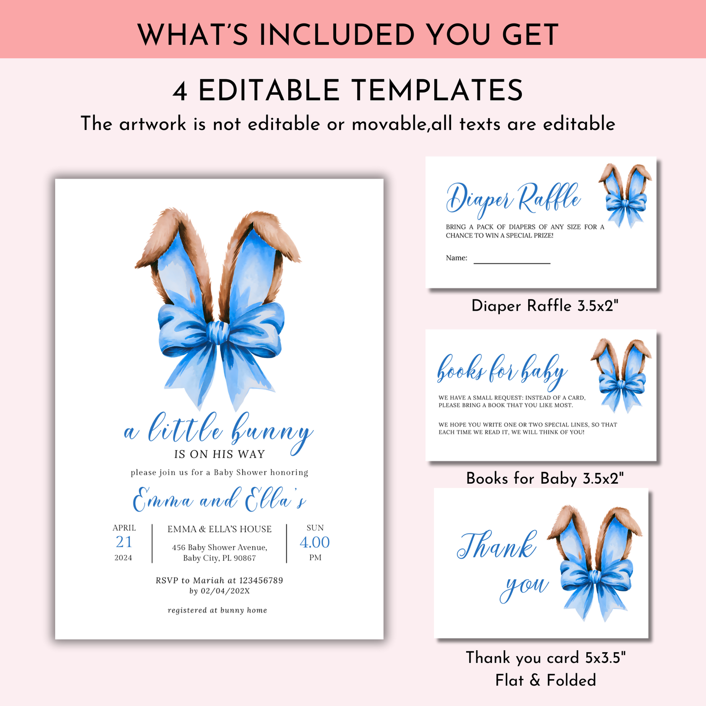 A Little Bunny is on His Way Baby Shower Invitation Set