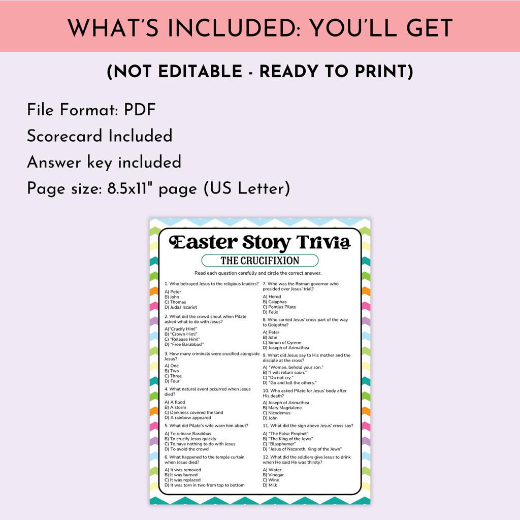 Easter Story Crucifixion Trivia Game