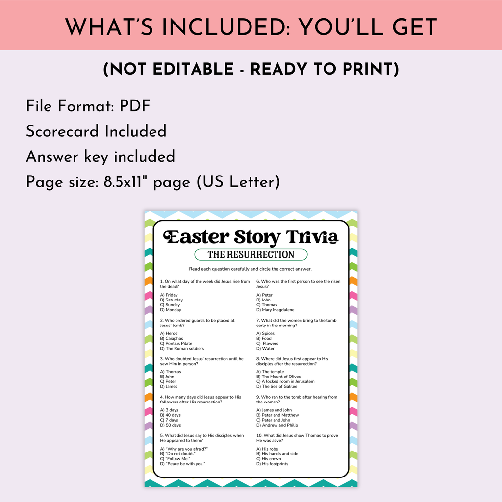 Easter Story Resurrection Trivia Game