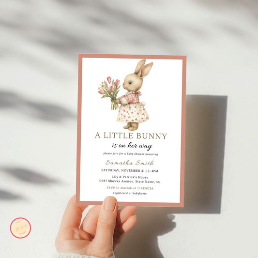 A Little Bunny is on Her Way, Girl Bunny Invitation