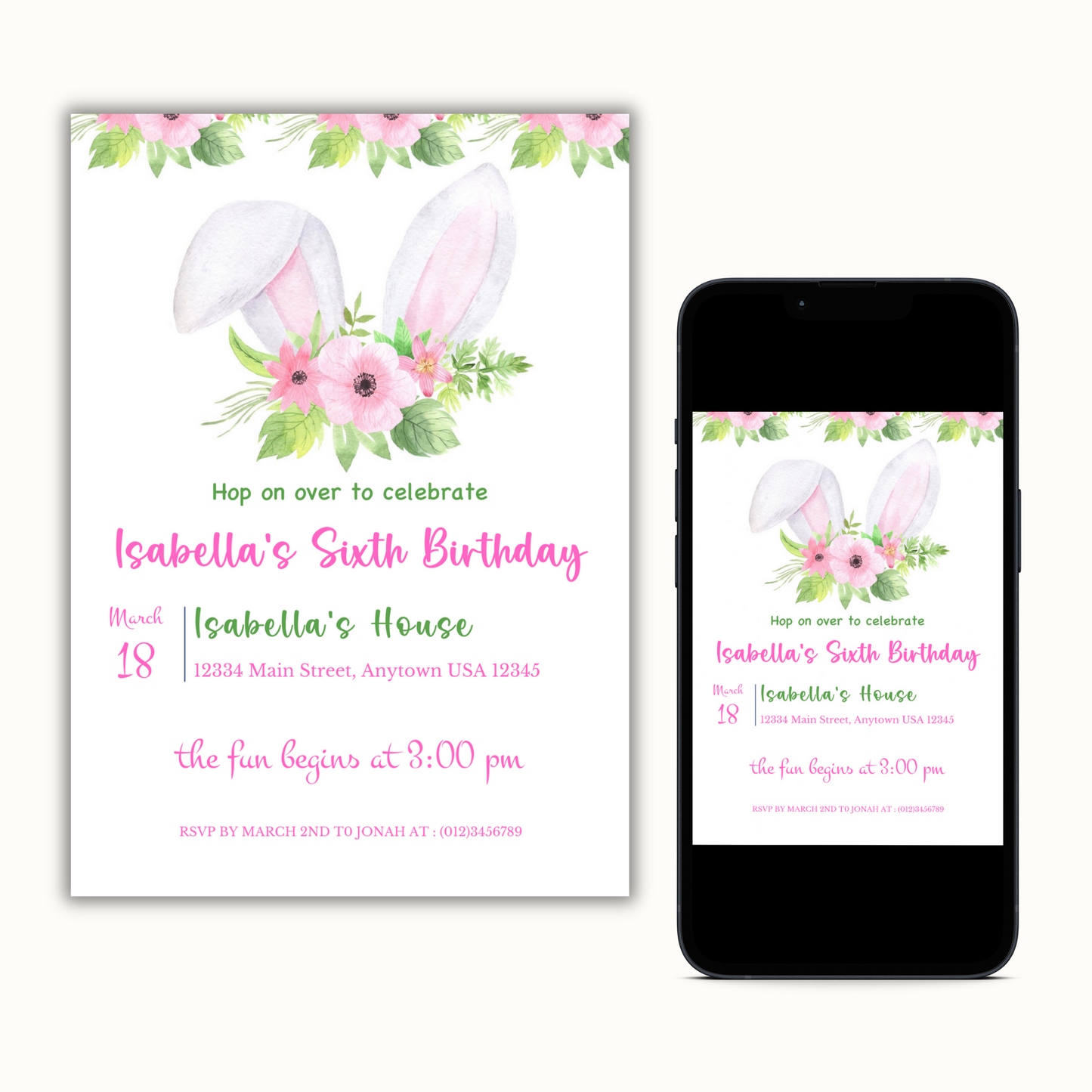 Easter Bunny Ears Birthday Template