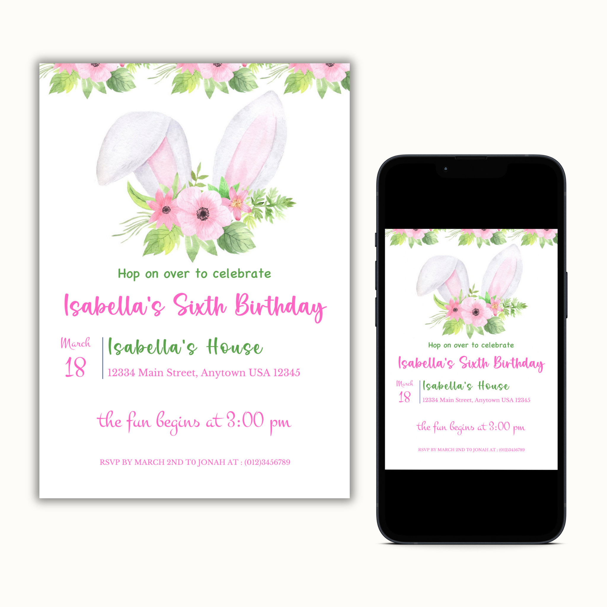 Easter Bunny Ears Birthday Template