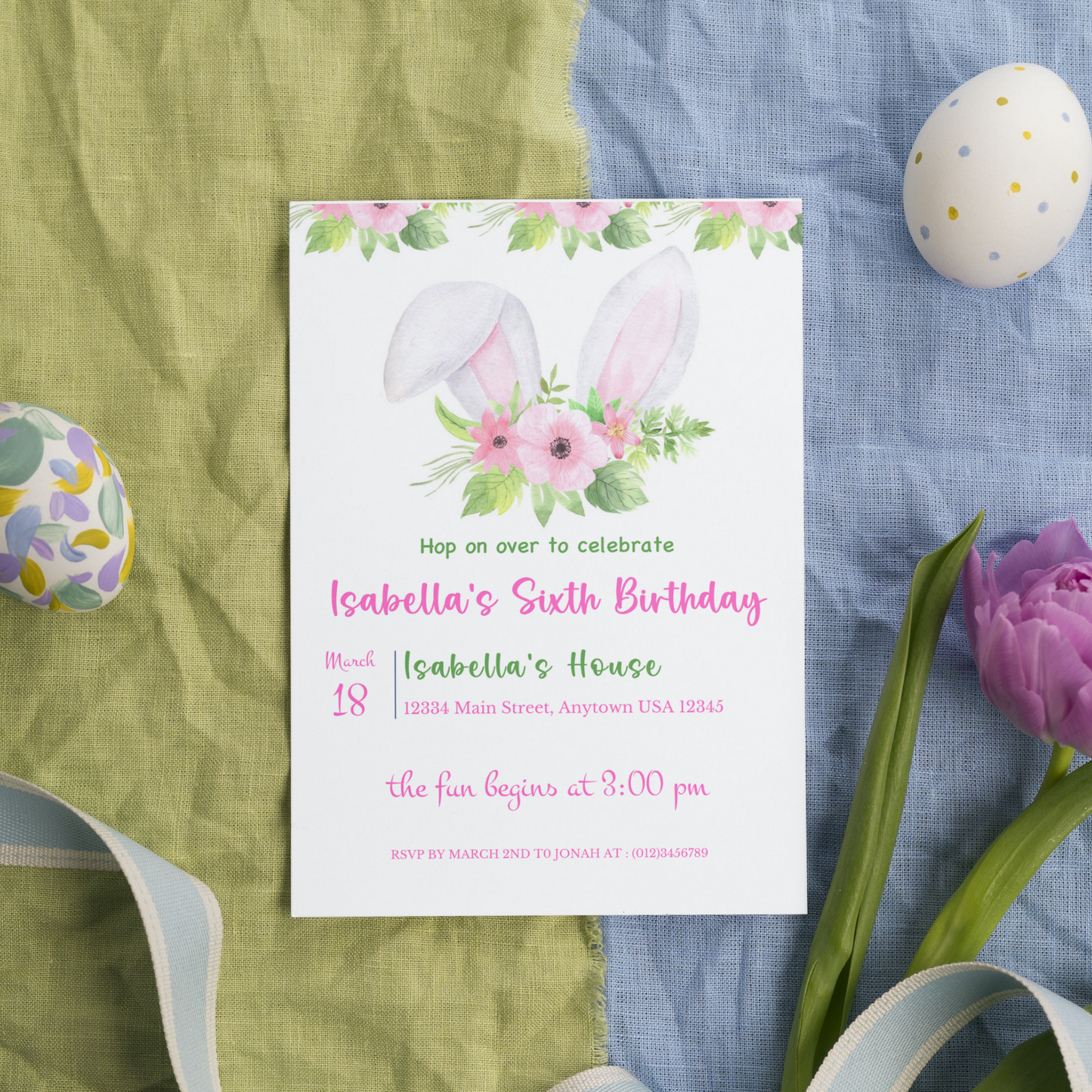 Easter Bunny Ears Birthday Template