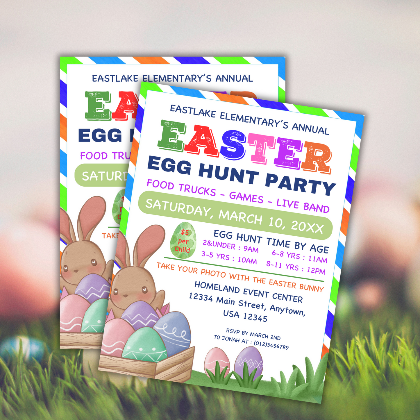 Easter Egg Hunt Party Flyer - Editable Template