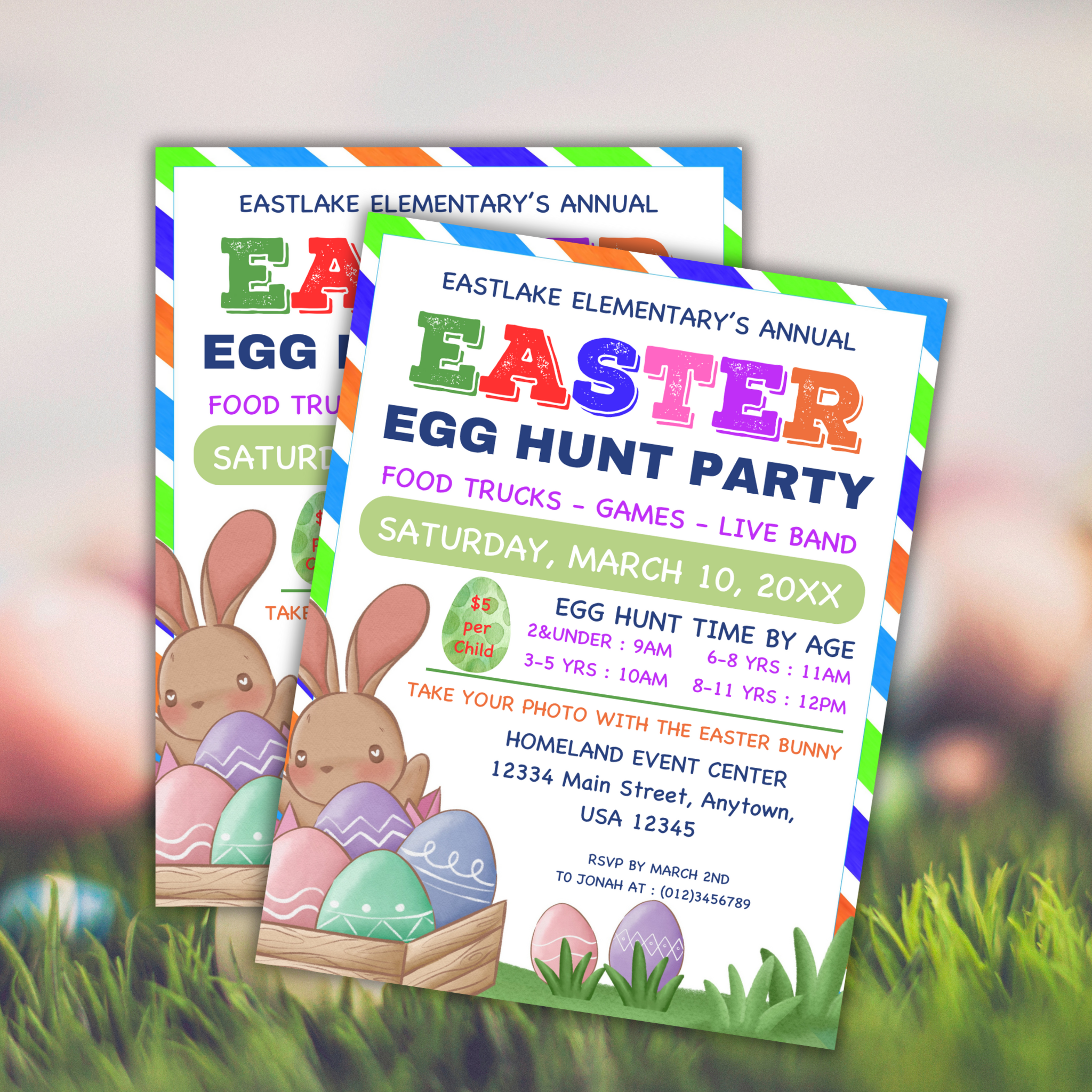 Easter Egg Hunt Party Flyer Template