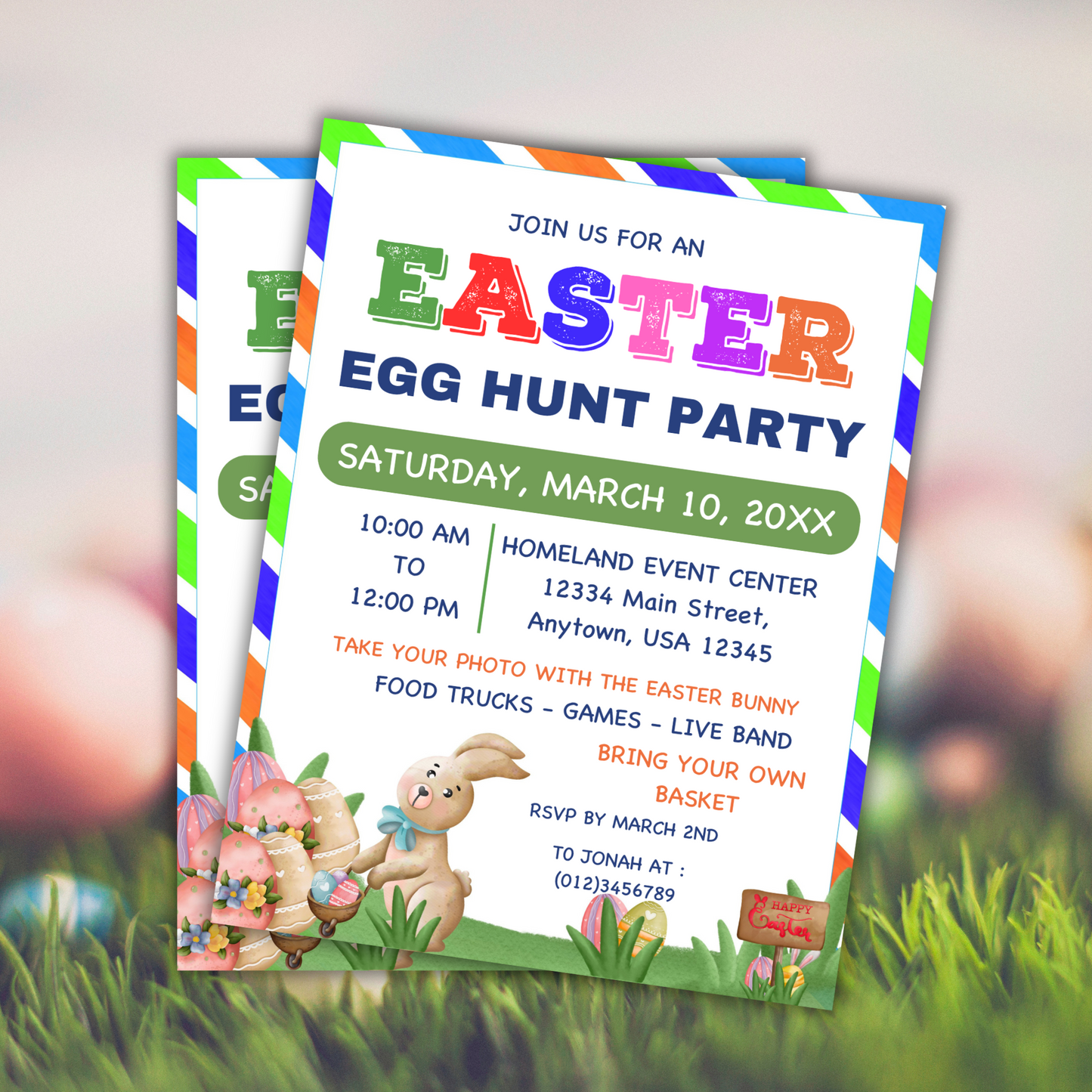 Easter Egg Hunt Party Flyer - Editable Template