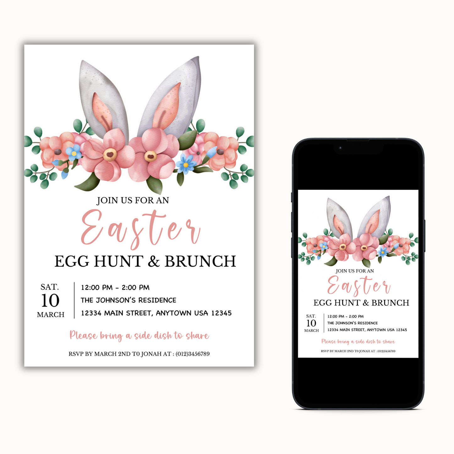 Easter egg Hunt & Brunch Invitation Template