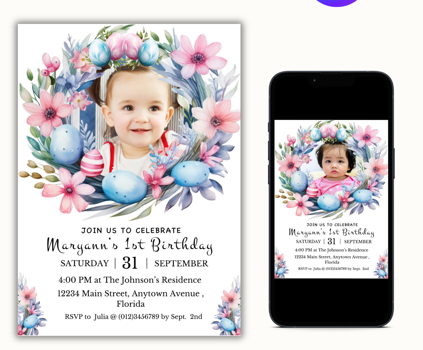 Easter Birthday Invite with Photo