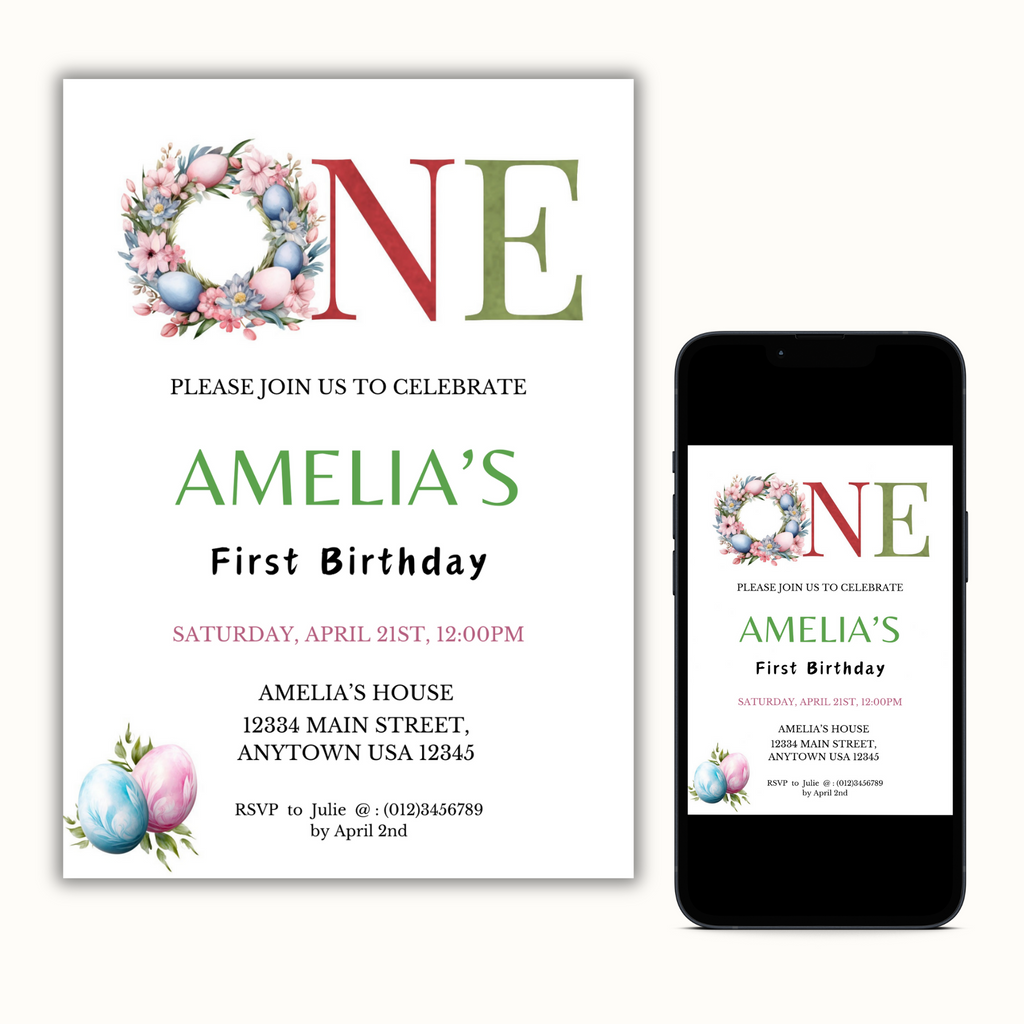 Easter 1st Birthday Template