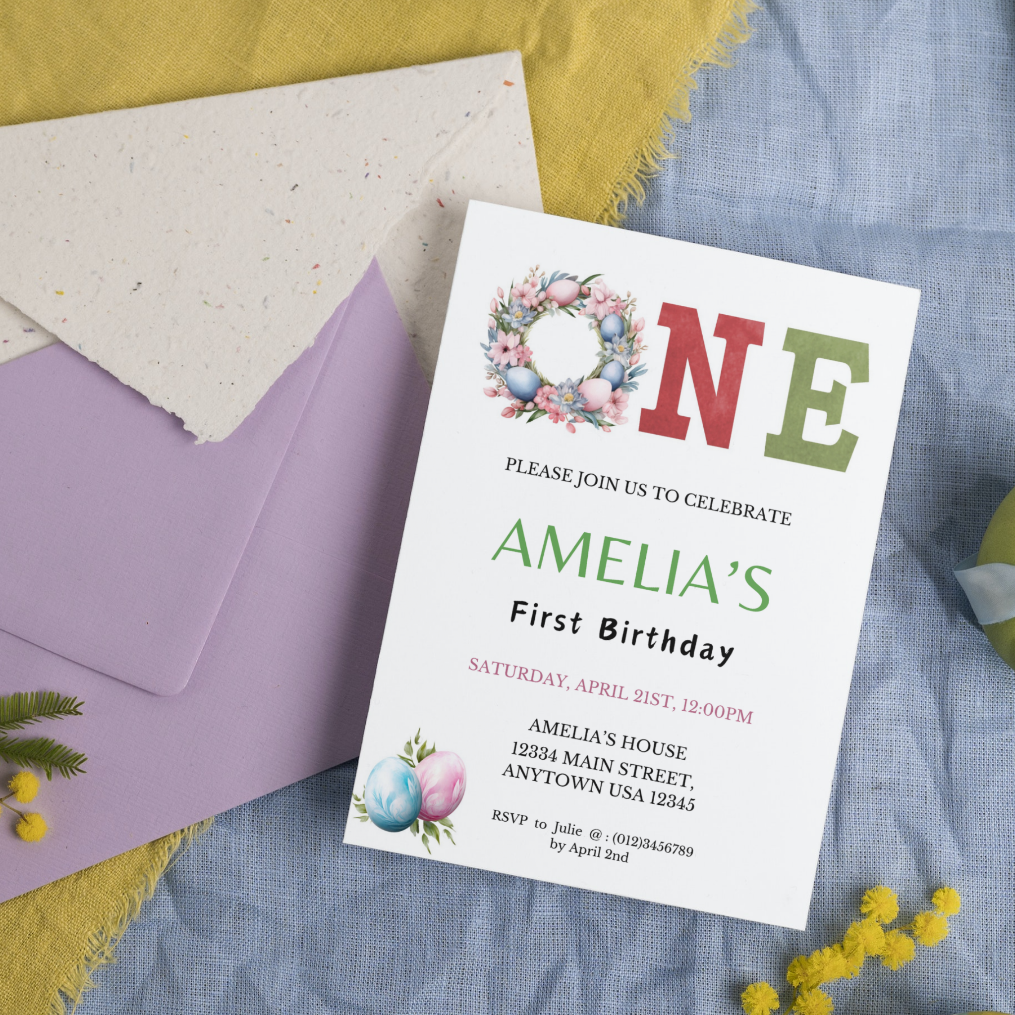 1st Year Easter Birthday Template