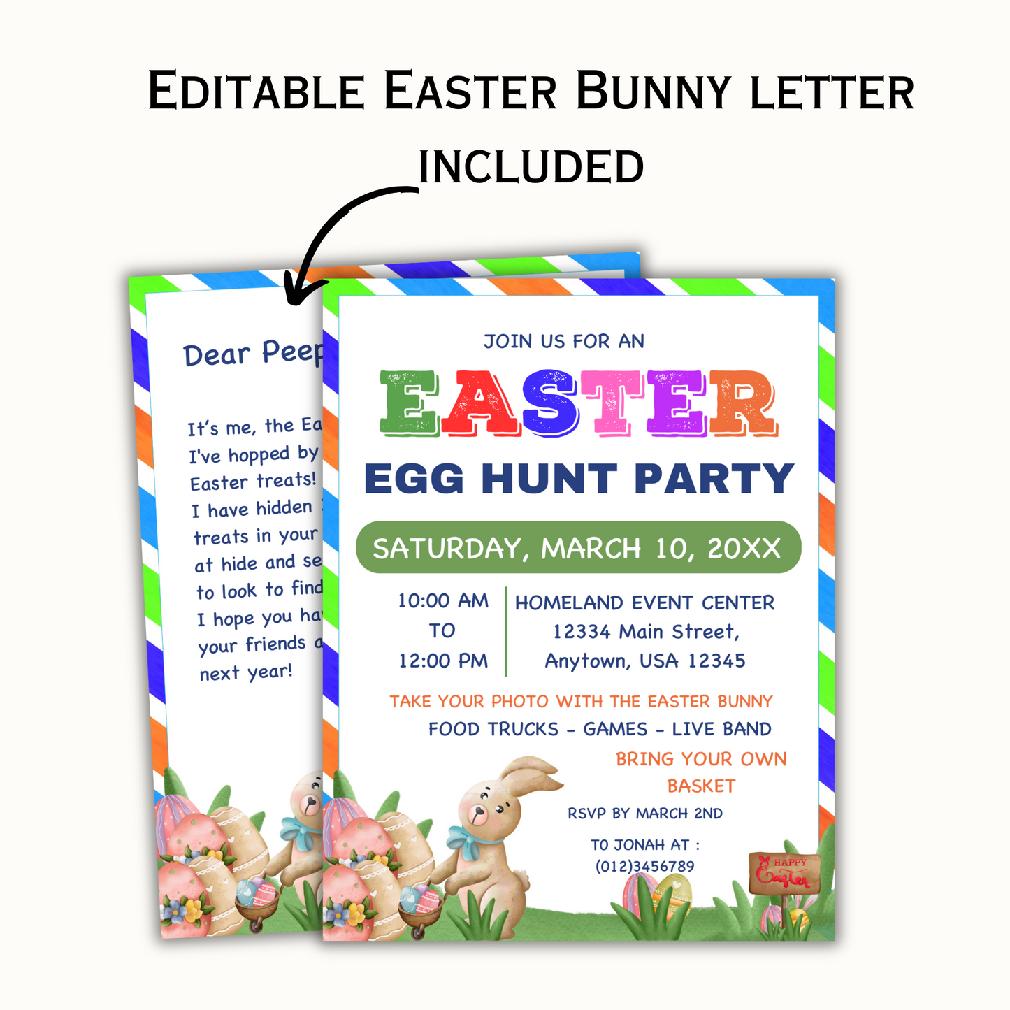 Easter Egg Hunt Party Flyer - Editable Template