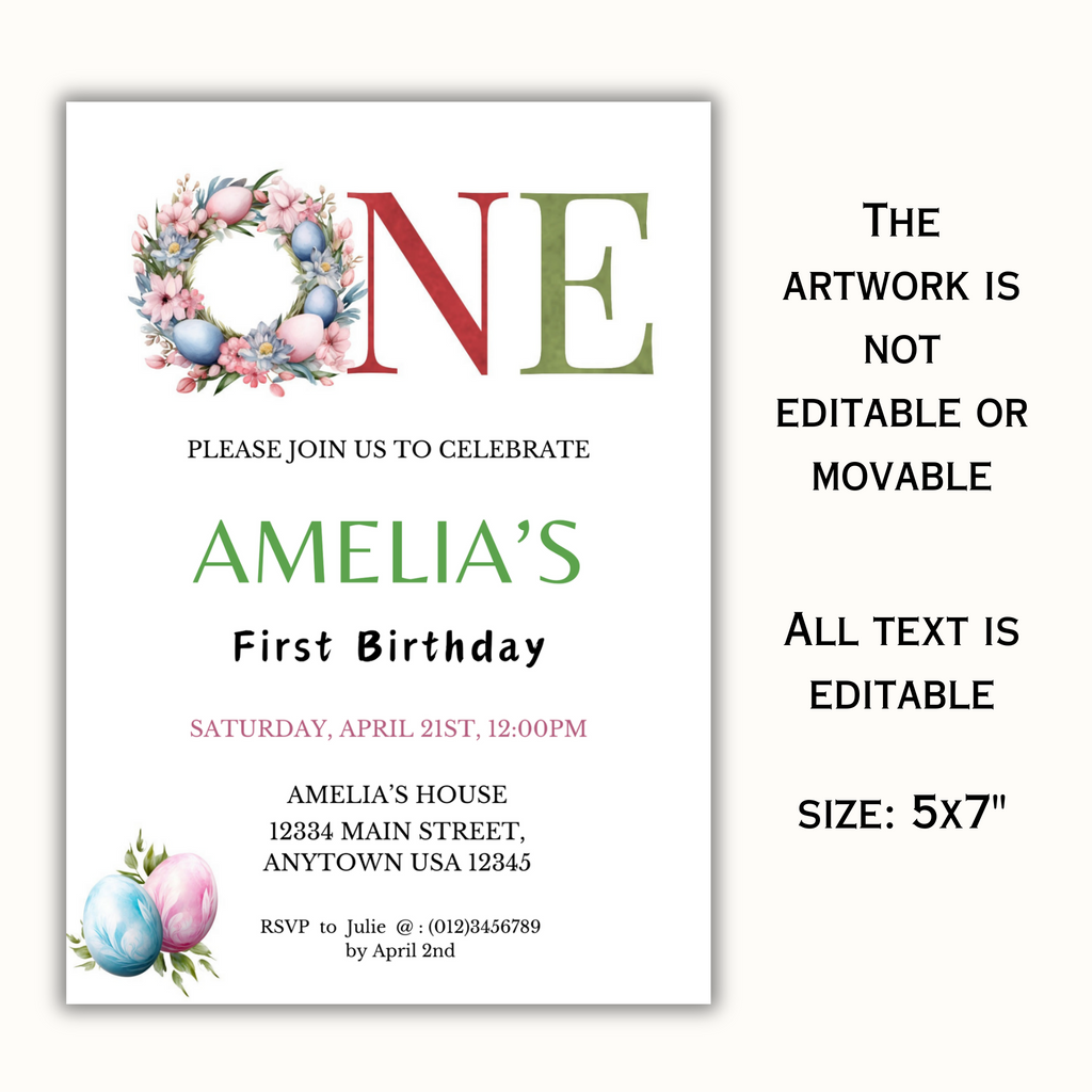 Easter 1st Birthday Template