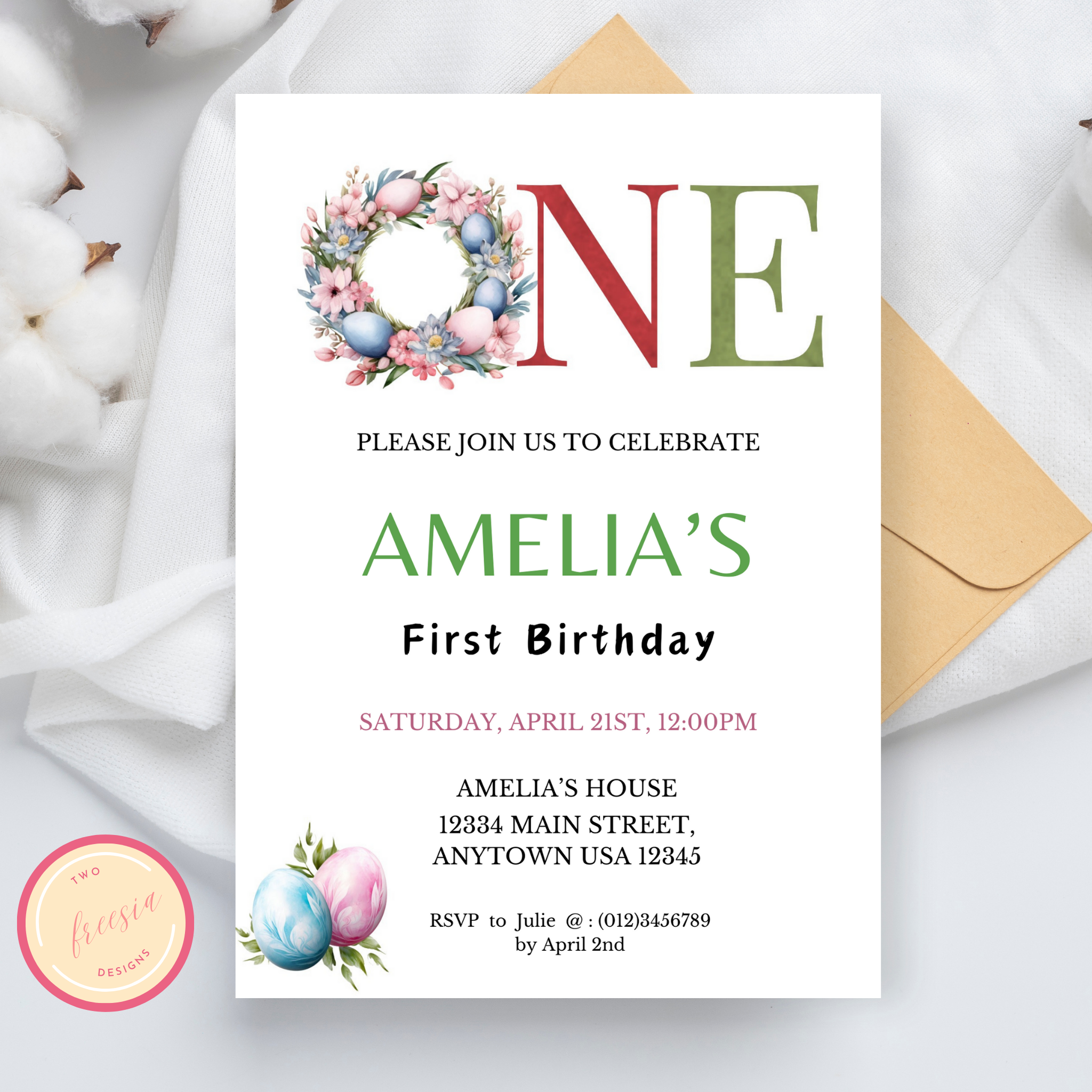 Easter 1st Birthday Template