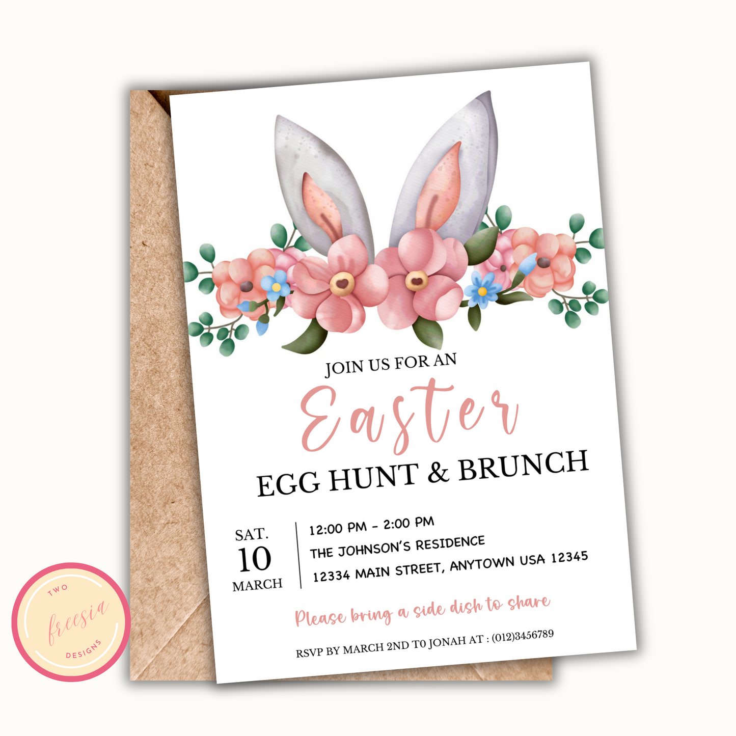 Easter egg Hunt & Brunch Invitation Template