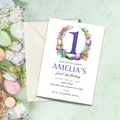 Easter Birthday Invitation Template - 1 Year Old - Purple
