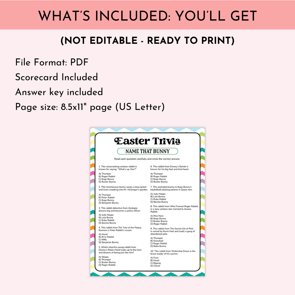 Name That Bunny Trivia Game
