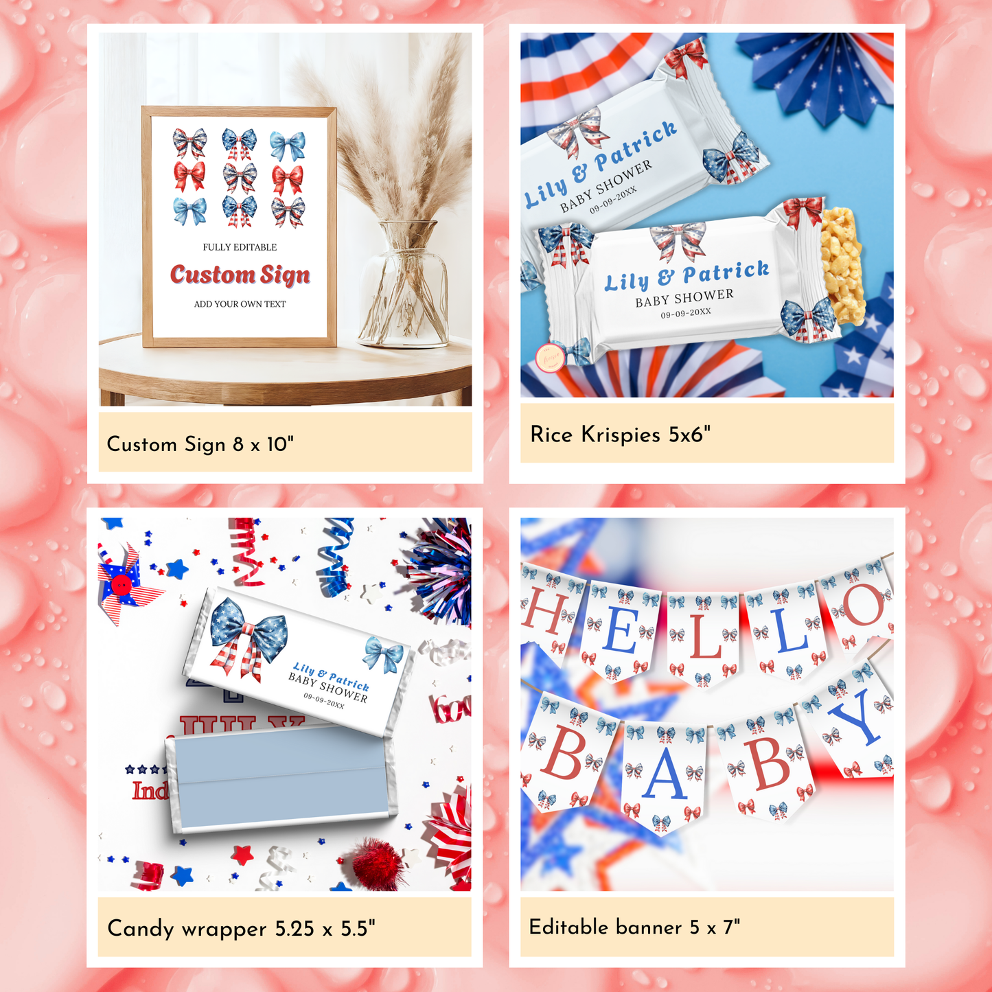 Patriotic Baby Shower Template Bundle