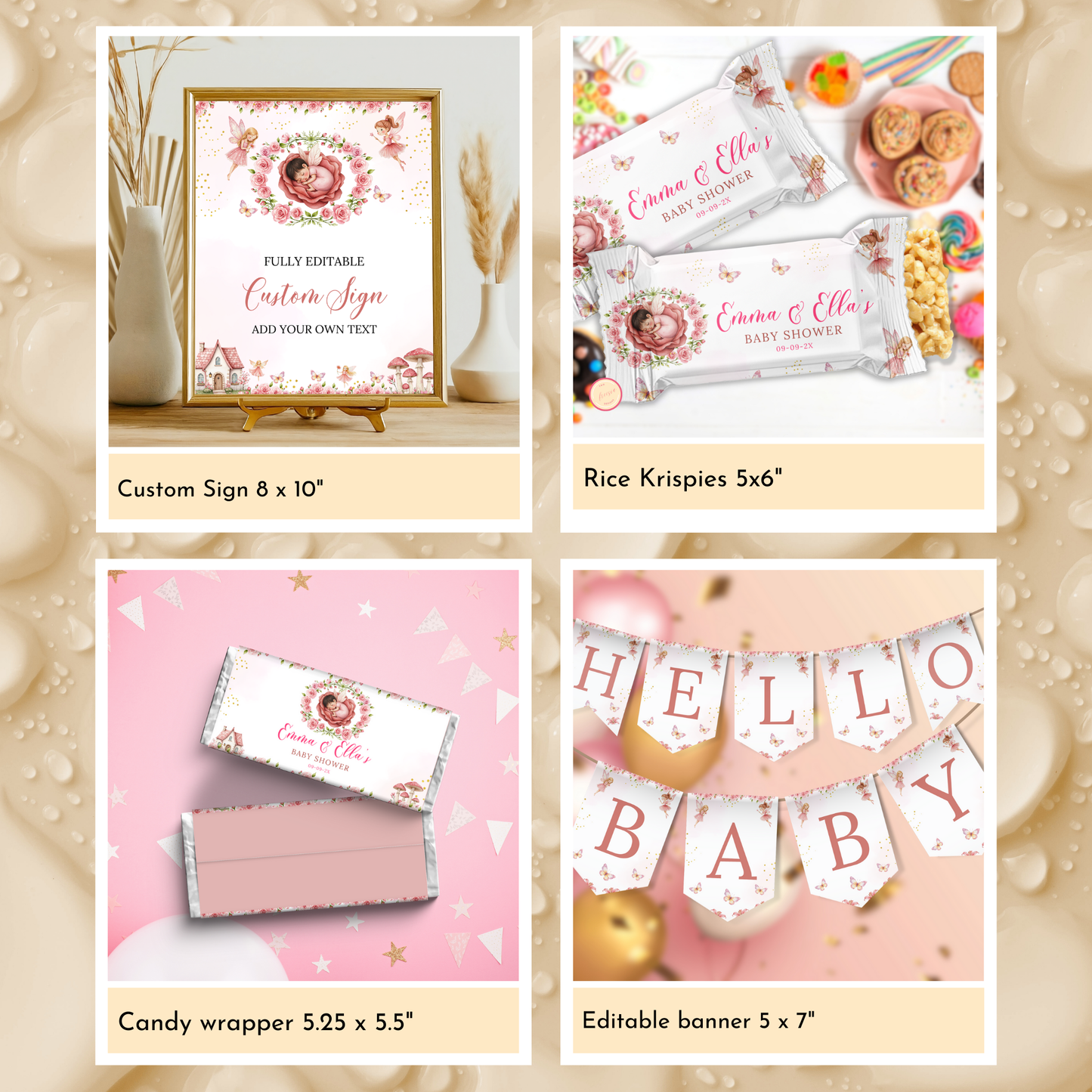 Fairy Baby Shower Template Bundle #1
