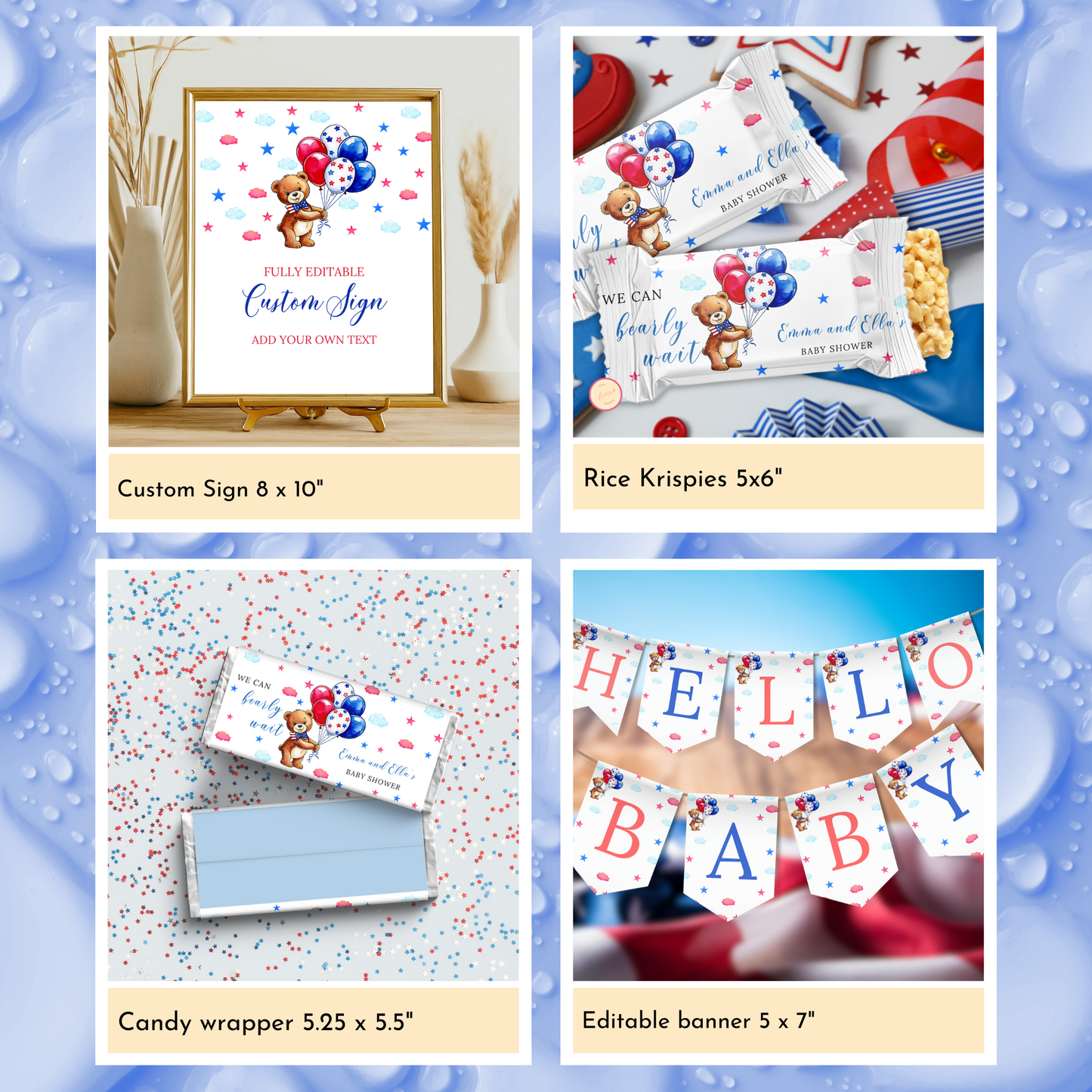 Patriotic Baby Shower Template Bundle #1