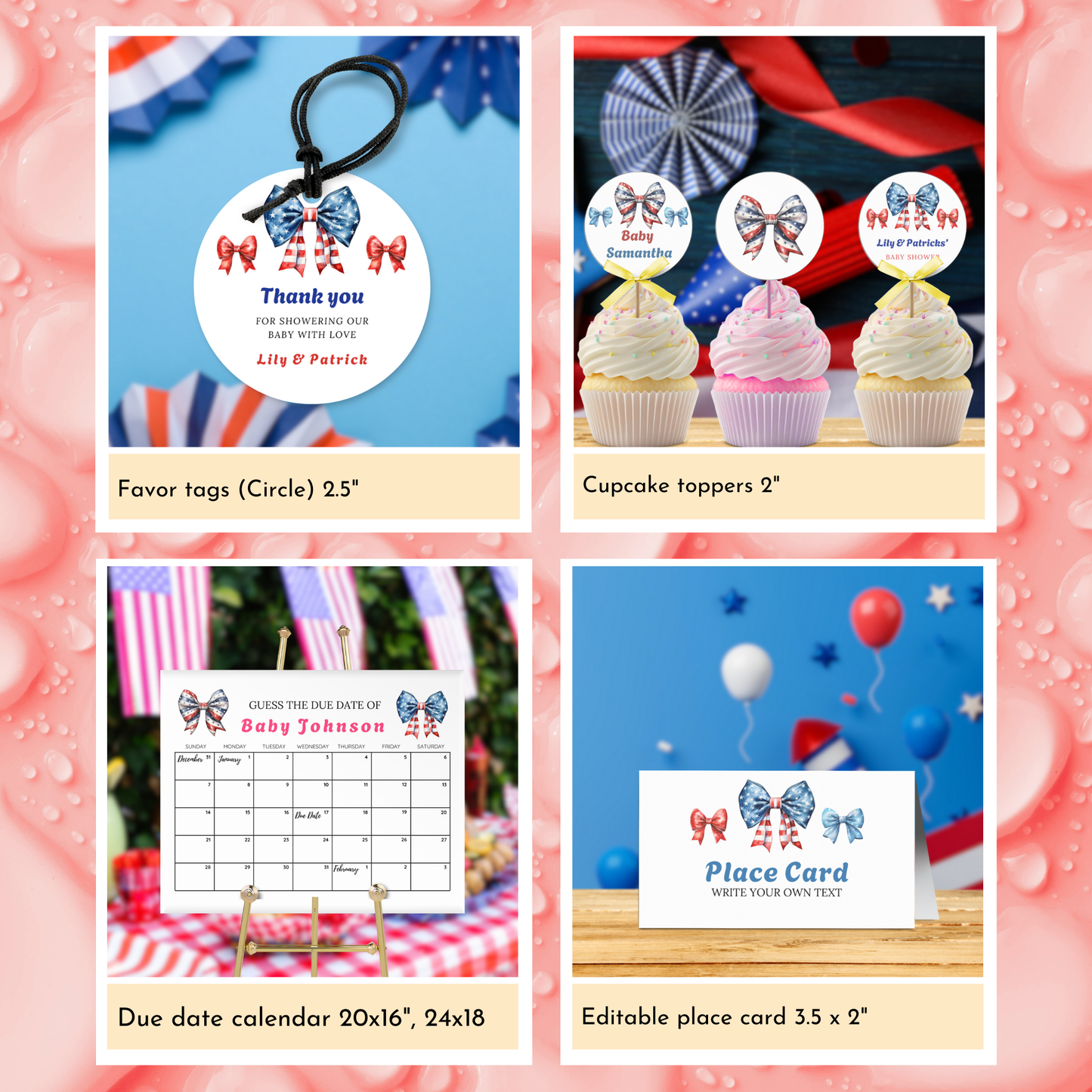 Patriotic Baby Shower Template Bundle