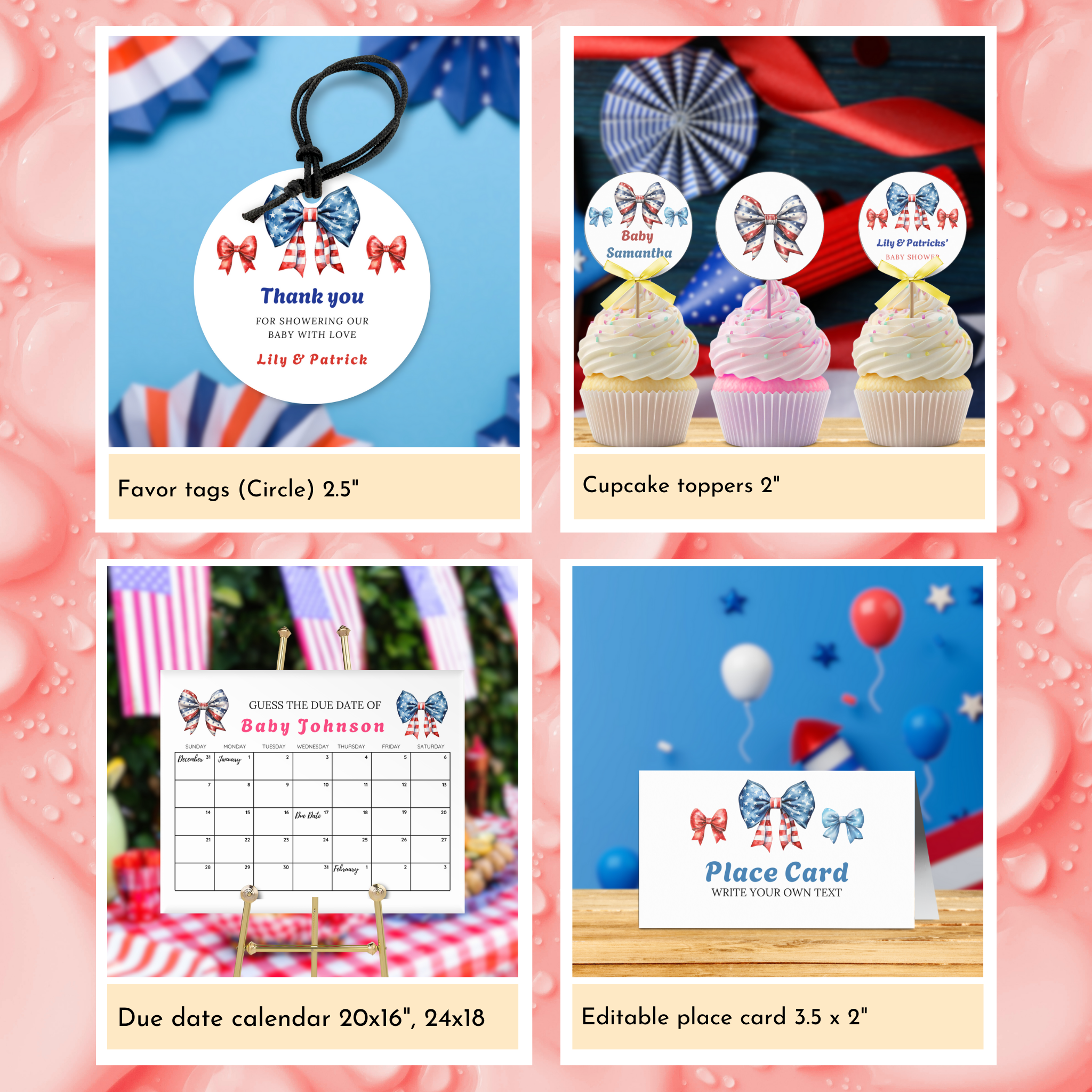 Patriotic Baby Shower Template Bundle